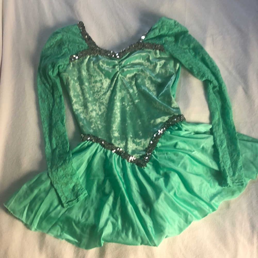 Mint Green dance leotard with skirt